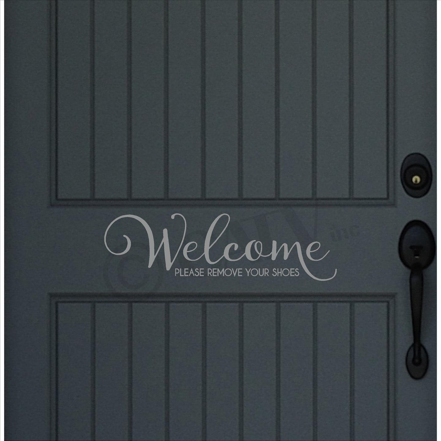 Metallic Gold Welcome.Please Remove Your Shoes Vinyl Wall Decal 
