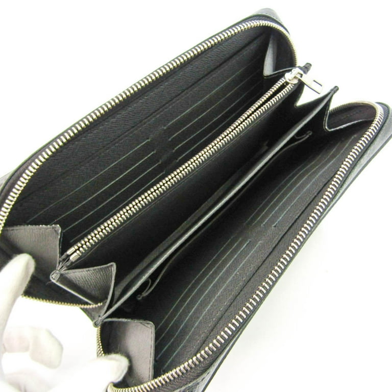 Auth Louis Vuitton Taiga Black Leather Zippy Long Wallet UNUSED 0D280120n