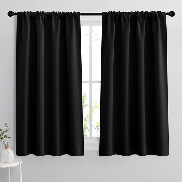 Bloque de luz solar Blackout Curtains RYB HOME de 42 x 45 pulgadas, color negro