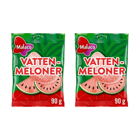 Malaco Vattenmeloner (Watermelon) Gummies, 3.17oz (Pack of 2)