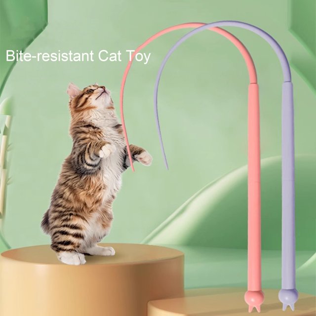 CBFFDC Interactive Toy 1 Set Simulated Tail Wand Toy Interactive Silicone Teaser Toy Set for Pets Pet Supplies
