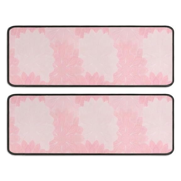 Kitchen Rugs Sets Of 2,Pink Floral and Petal Pattern Anti Fatigue Kitchen Mat Rugs Non Slip Washable,Decorative Kitchen Floor Mats for Kitchen,Sink,Laundry,17"x47" 17"x47"