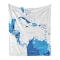thumbnail image 1 of Central America Soft Flannel Fleece Throw Blanket, Detailed Map Illustration of Countries and Cities, Cozy Plush for Indoor and Outdoor Use, 60" x 80", Sky Blue Pale Blue, by Ambesonne, 1 of 6