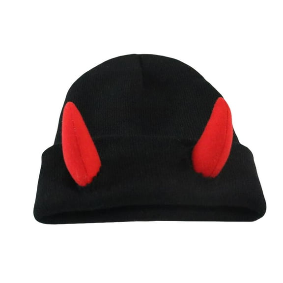 AKEGAMN Devil Horns Knitted Beanie Hat for Men and Women, Red One Size