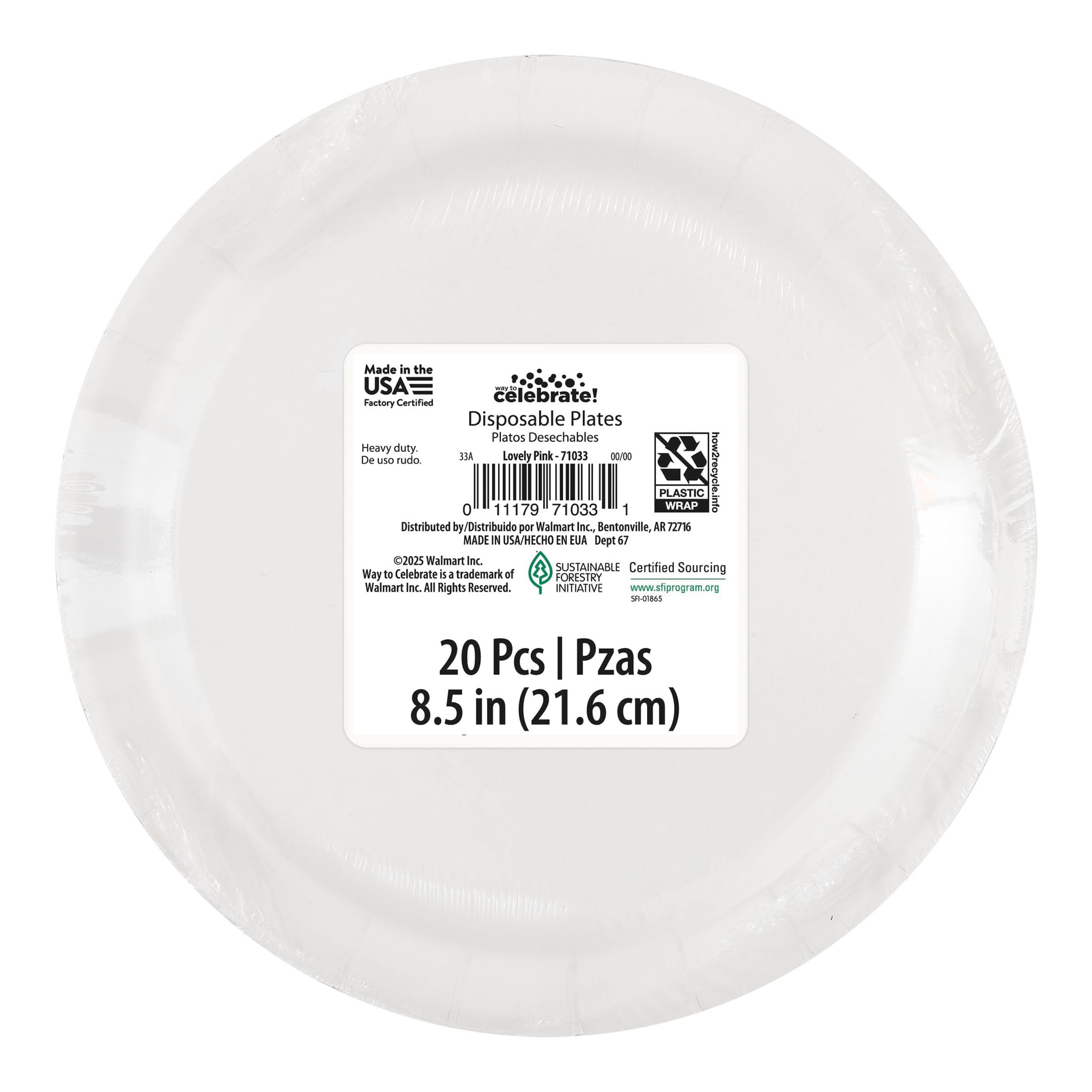 20 Count 9IN Pink Dinner Paper Plates by Way To Celebrate