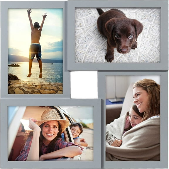 Malden 4 Opening 4" x 6" Photo Picture Gray Collage Frame