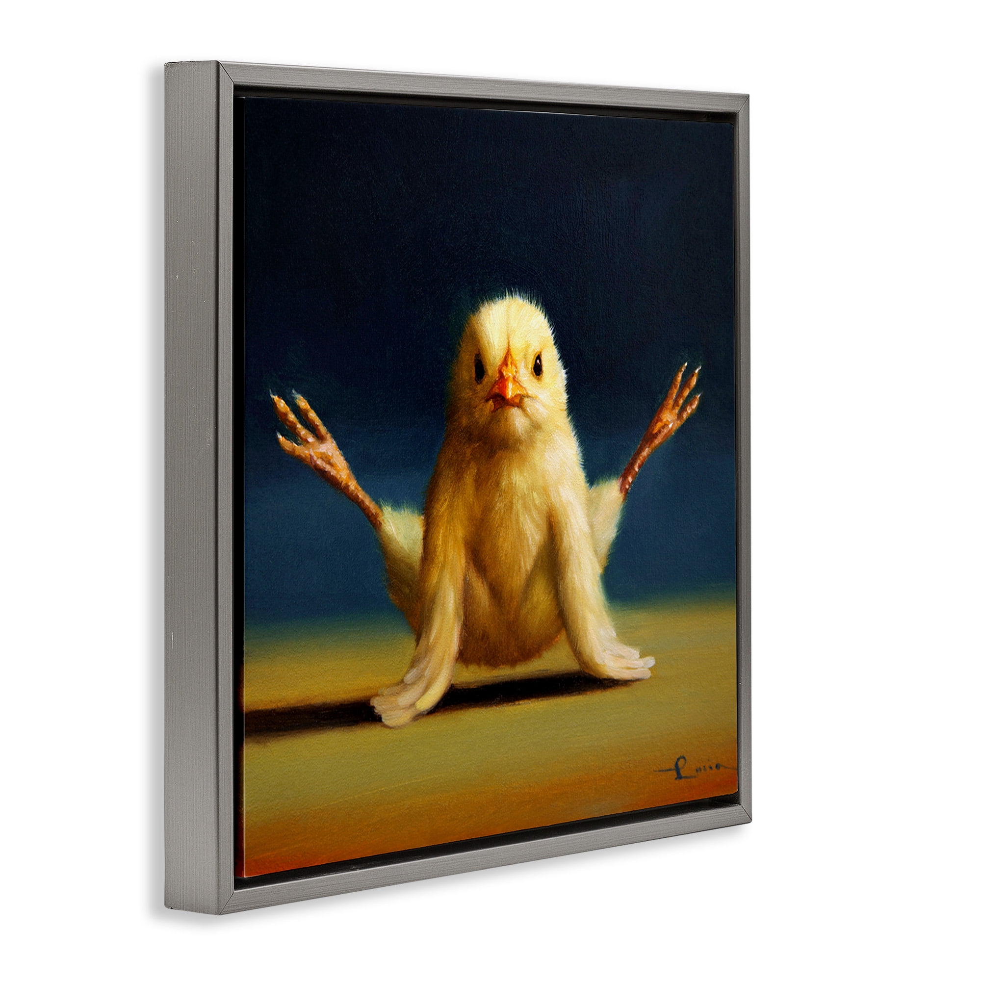 Stupell Industries Yoga Chicks Exercise Pose Animals & Insects Painting Gray Floater Framed Canvas Art Print Wall Art, 25 x 25