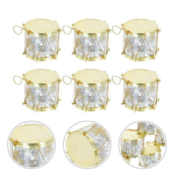 ELAYARD 6-Pack Golden Plastic Drum Ornaments for Christmas Tree Holiday Home Decoration
