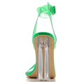 thumbnail image 3 of Cape Robbin Maria-2 Brown Clear Block High Heel Transparent Open Toe Pumps (Green, 6), 3 of 3