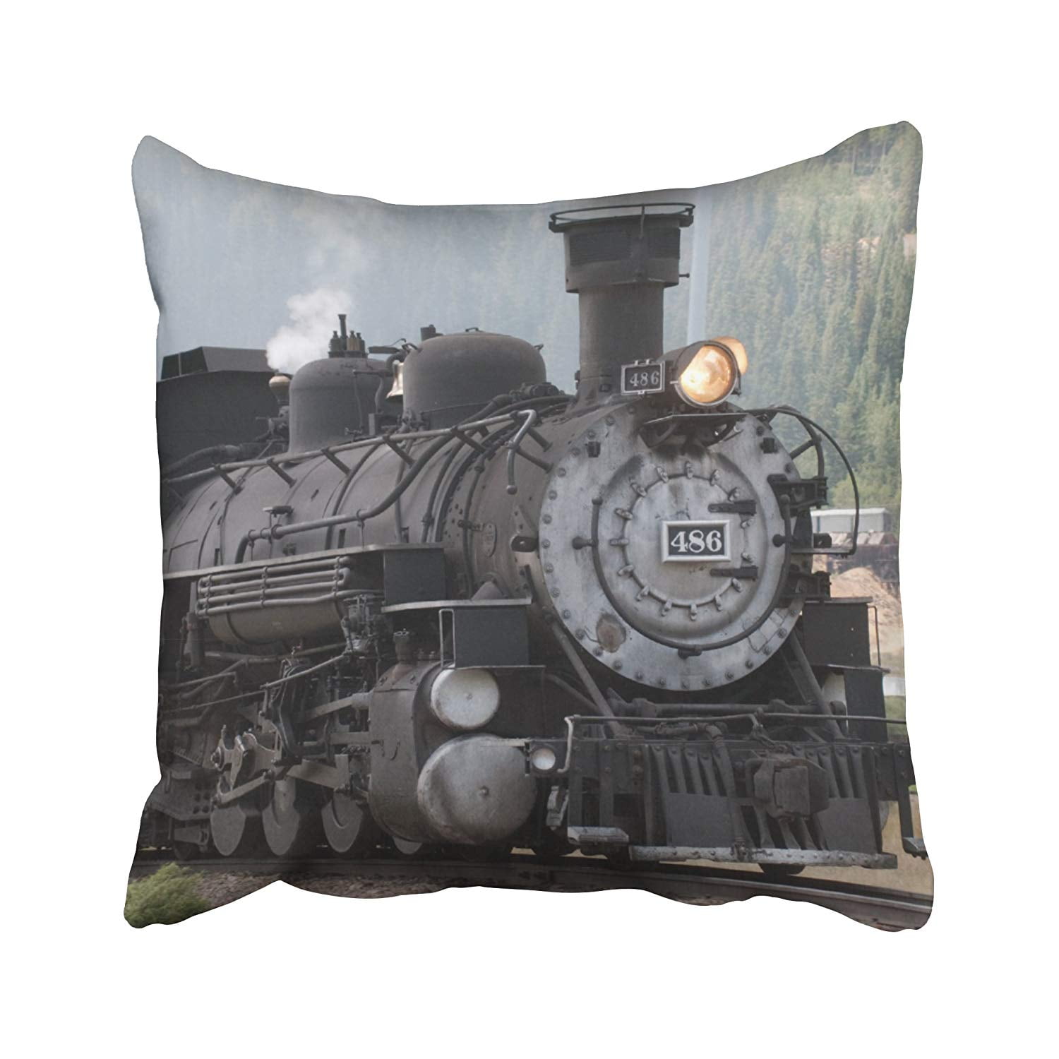 ARTJIA Train Pillows Steam Train Pillowcase Pillow Cover 18x18 inches