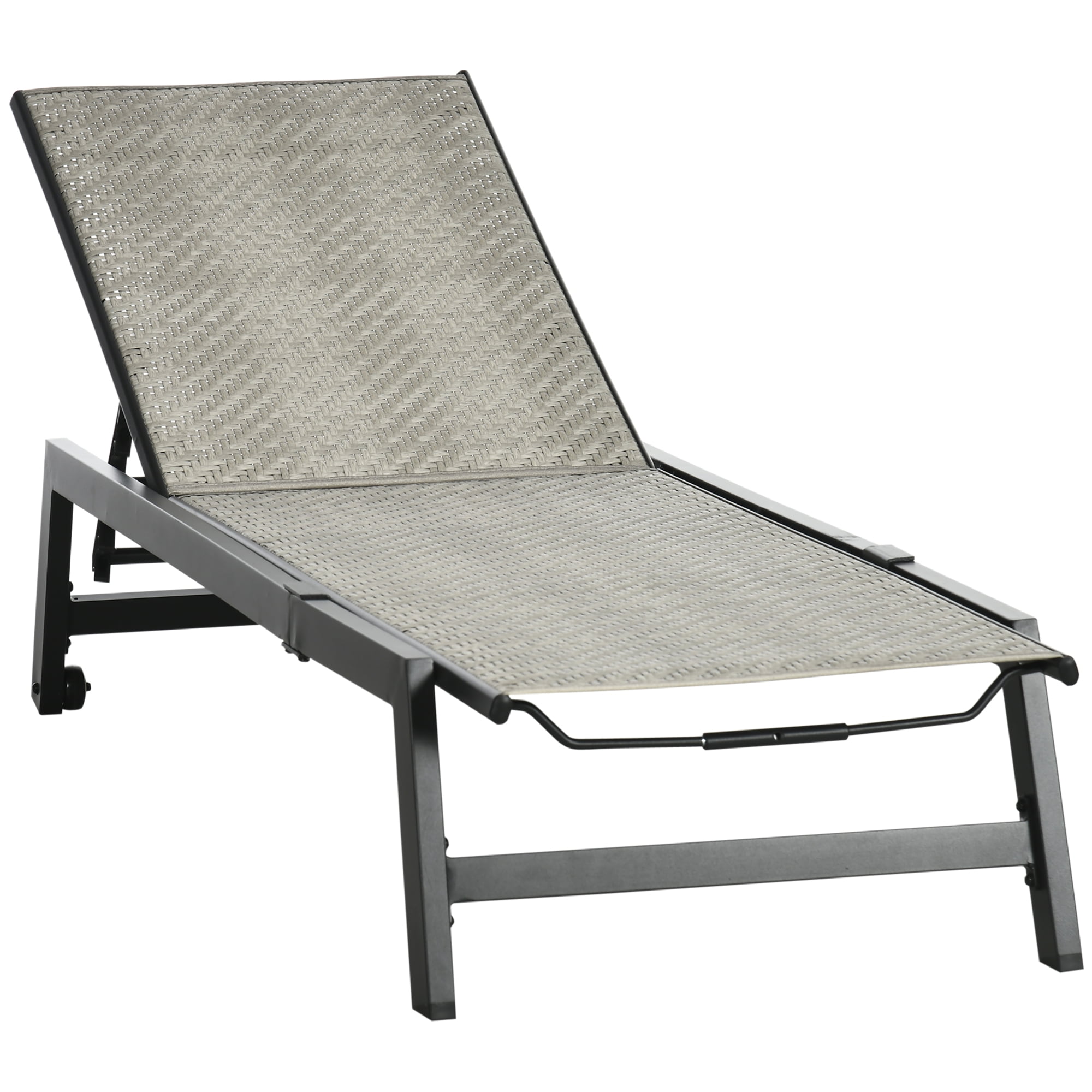 Outsunny Outdoor Chaise Lounge Chair, Waterproof Rattan Wicker Pool