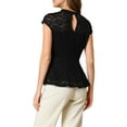 thumbnail image 3 of INSPIRE CHIC Women's Lace Floral Crochet Round Neck Sleeveless Peplum Blouse Top XL Black, 3 of 8