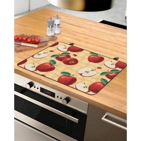 Large Induction Cooktop Protector Mat Farmhouse Apples Stove Top Covers for Electric Stove, Country Tropical Fruits Watercolor Decorative Stove Burner Cover Mats, Glass Top Stove Cover