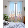 thumbnail image 3 of Pink Flowers Sheer Curtains 84 Inch Length 2 Panels Set for Living Room/Bedroom, Spring Floral Daisy Pastoral Botanical Sky Blue Kitchen Curtains Grommet Curtains Window Treatments 42"x84"x2, 3 of 7