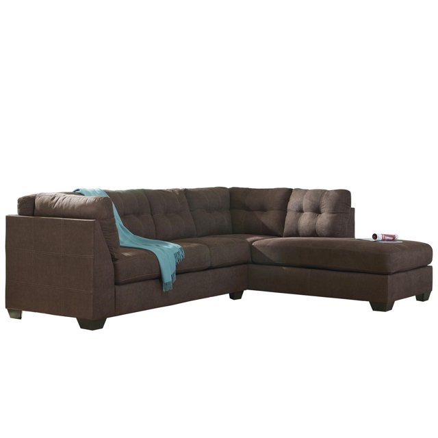Sofa sectionnel Benchcraft Maier en microfibre couleur noyer avec chaise à droite