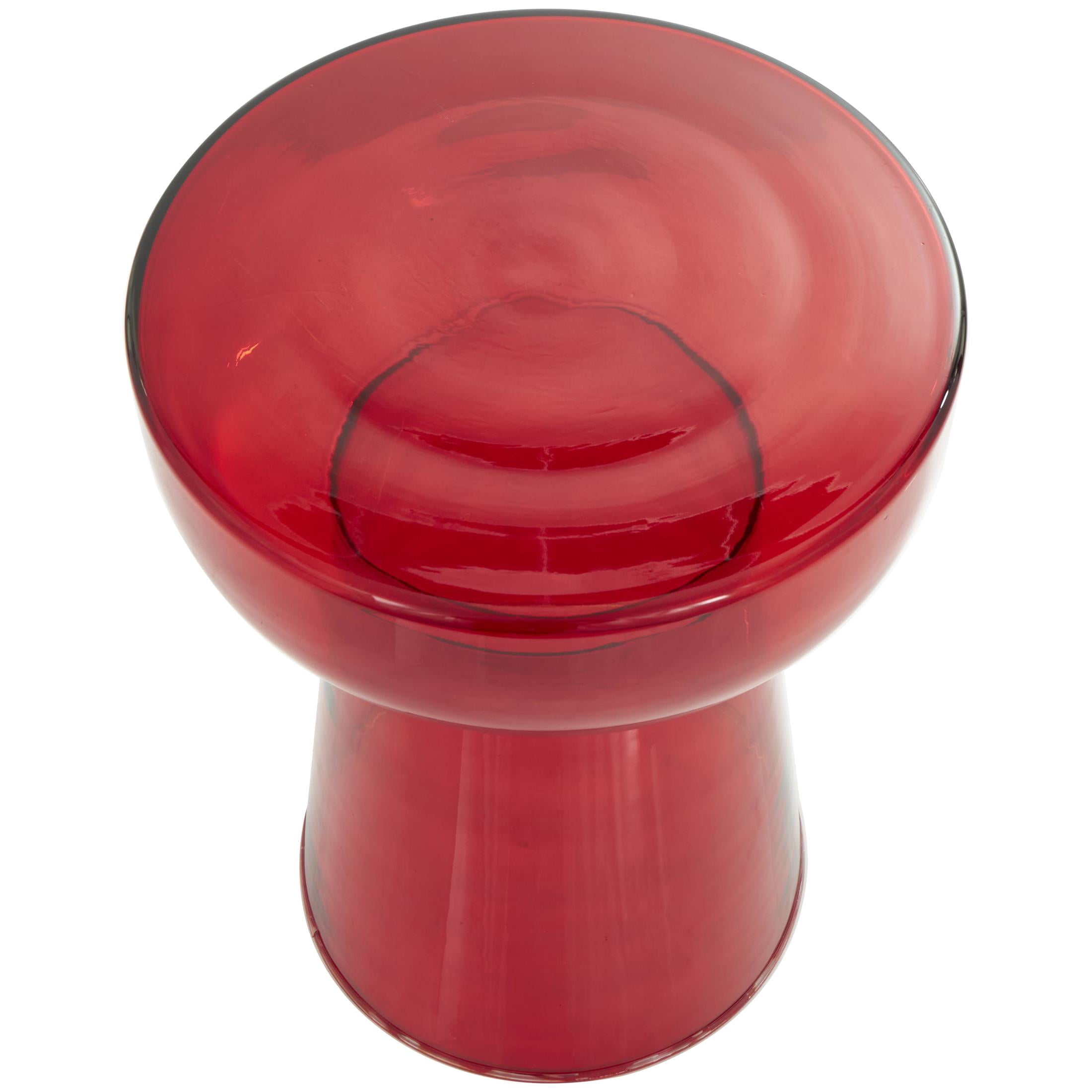 DecMode 14" x 20" Red Glass Modern Accent Table, 1-Piece