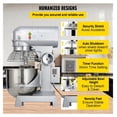 thumbnail image 6 of Commercial Food Mixer 15Qt 600W 3 Speed Adjustable Heavy Duty Mixer Stainless Steel Bowl Dough Hook Whisk Beater for Bakery Restaurant Pizza, 6 of 7