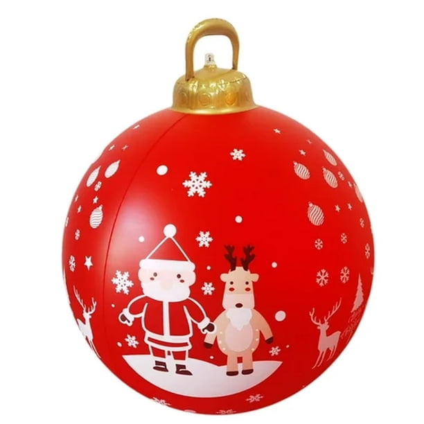 Decoraciones navideñas 60CM Bola inflable navideña decorada para exteriores Bola inflable navideña gigante Decoraciones para árboles de Navidad con lámpara Decoración navideña, Regalos de