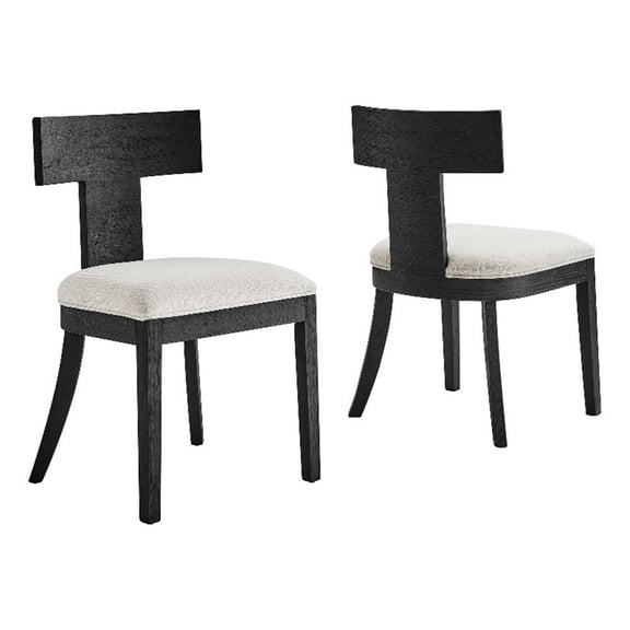 Maklaine Dining Chairs Set of 2 in Black Heathered Weave Ivory