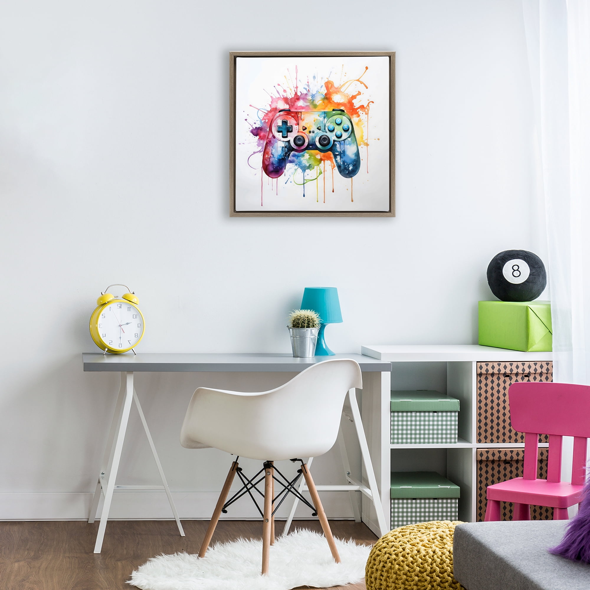 Stupell Industries Colors of Gaming Splatter Brown Framed Floater Canvas Wall Art, design by Creative Studio