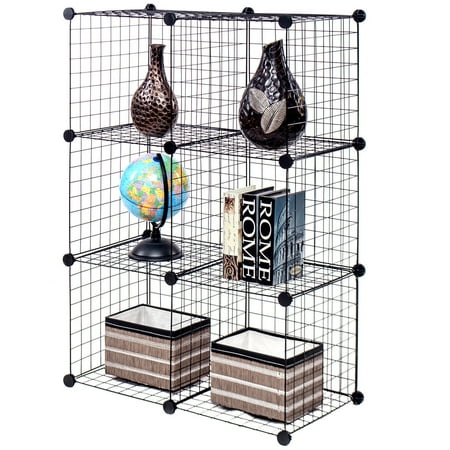 Gymax 6 Cube Grid Wire Organizer Wardrobe Shelves Bookcase (Best Way To Organize Wires)