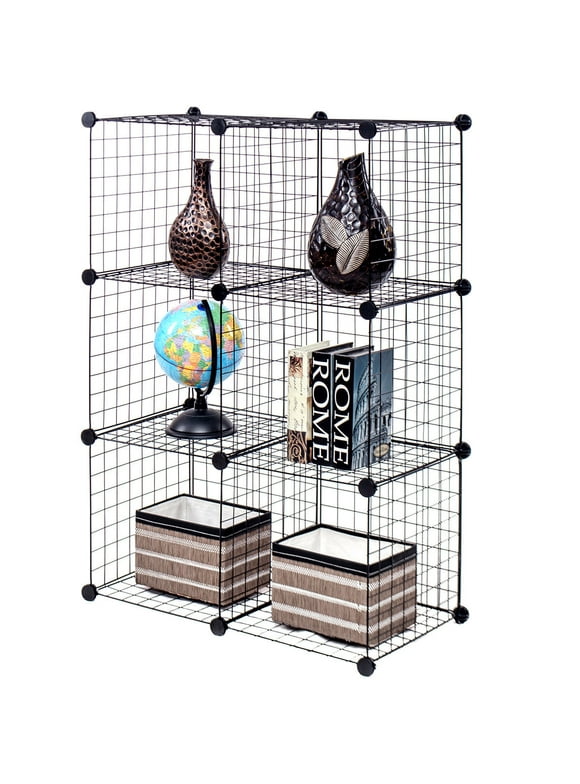 Gymax 6 Cube Grid Wire Organizer Wardrobe Shelves Bookcase DIY