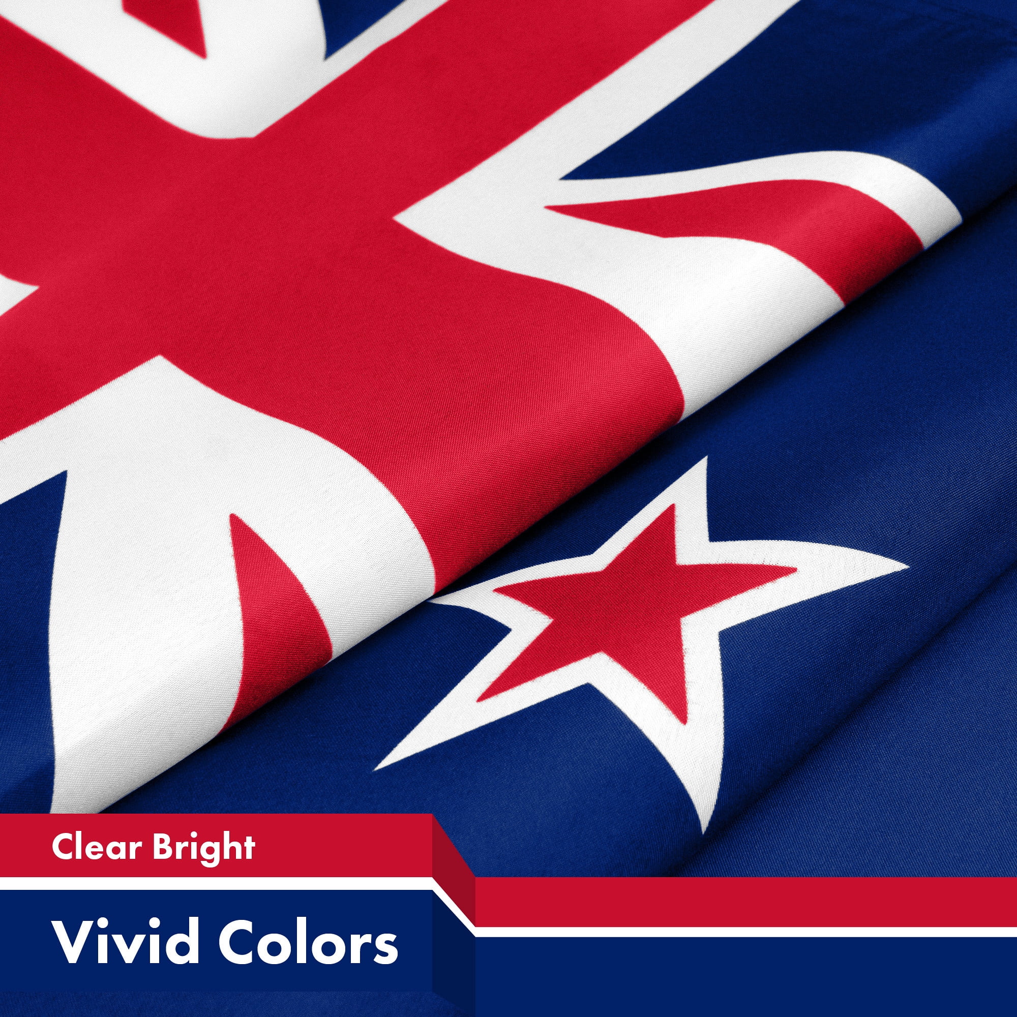 G128 Combo Pack: USA American Flag 3x5 Ft 150D Printed Stars & New Zealand Flag 3x5 Ft 150D Printed