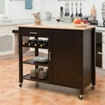thumbnail image 3 of Giantex Kitchen Island Cart Rolling Serving Cart Wood Trolley with Drawer, Storage Cabinet, Wine Bottle Rack, Towel Rack and Lockable Wheels (Brown), 3 of 8