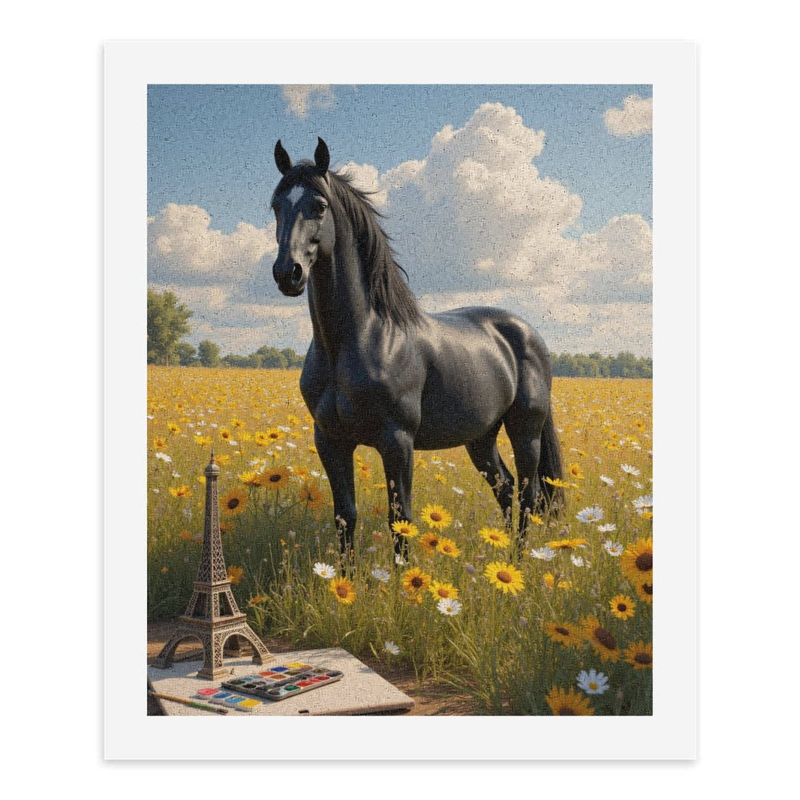 Paint By Numbers Kit for Adults Beginner - Horse Field Painting Tower DIY Canvas Painting Kits for Adults, Frameless Paint By Number for Adults for Home Wall Decor 16x20 Inch