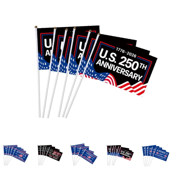 20 Pcs 5.5x8.2 Inch Small Mini American Flags, 250th Anniversary USA Flag Patriotic Decor for America Celebrations, 4th of July Parades, National Holiday Events & Party Favors