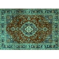 thumbnail image 1 of Ahgly Company Indoor Rectangle Persian Turquoise Blue Traditional Area Rugs, 5' x 7', 1 of 4