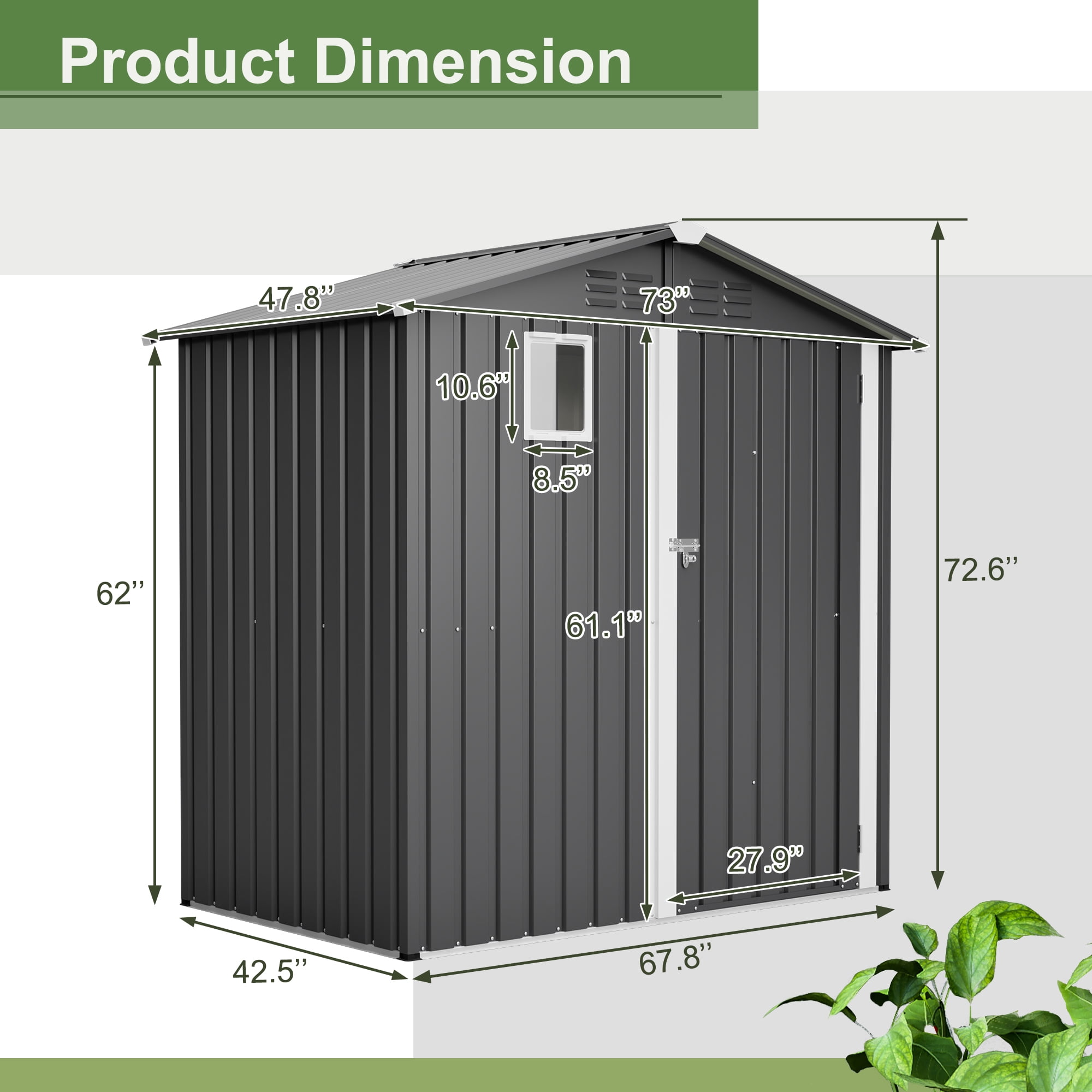 LZBEITEM 6FT x 4FT Outdoor Garden Shed, Metal Storage Shed- Durable Storage with Sloping Roof, Lockable Door, and Ventilation for Backyard Patio