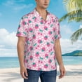 thumbnail image 5 of Xecao Cherry Strawberry print Hawaiian shirt - a stylish short-sleeve button-down for men, perfect for casual beach and tropical outings., 5 of 9