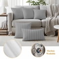 thumbnail image 5 of 2 Pack Outdoor Waterproof Throw Pillows, Abstract Gray White Herringbone Texture Decorative Square Pillow Case Patio Pillows for Chair Couch Sofa 18x18in, 5 of 9