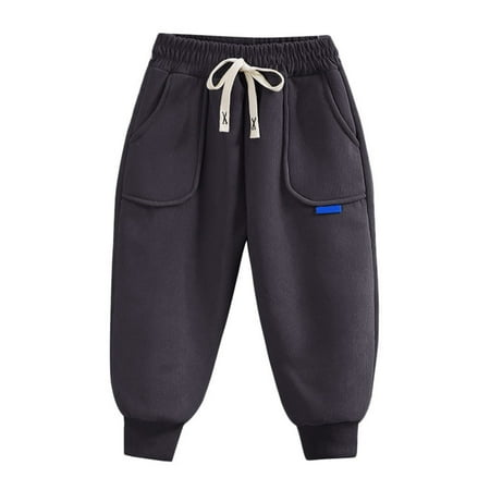 LIUDANZZ Boys Girls Kid s Athletic Jogger Fleece Sweatpants Boys Girls Plush Trousers Children Sports Pants Autumn Winter Thickened Casual Trousers Warm Outerwear Trousers