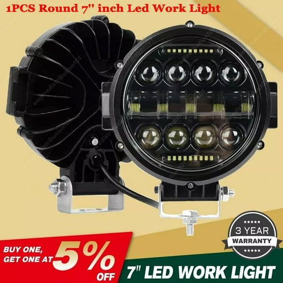7 Inch Round LED Work Light Spot Beam Lamp DRL Driving Reserve Offroad 4x4 US