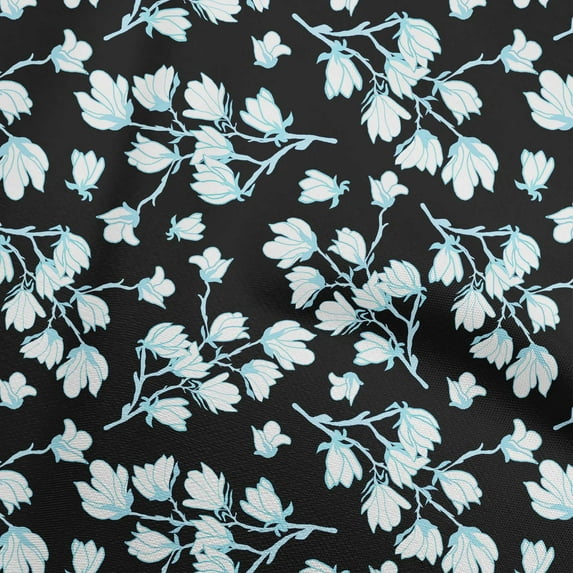 oneOone Polyester Spandex Aqua Blue Fabric Floral Quilting Supplies Print Sewing Fabric By The Yard 56 Inch Wide