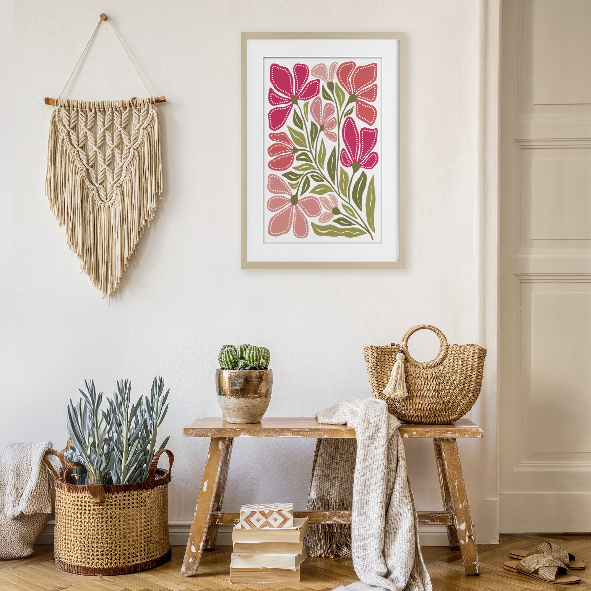 Stupell Industries Bold Midcentury Blooms Birch Framed Print Under Glass, design by Martina Pavlova