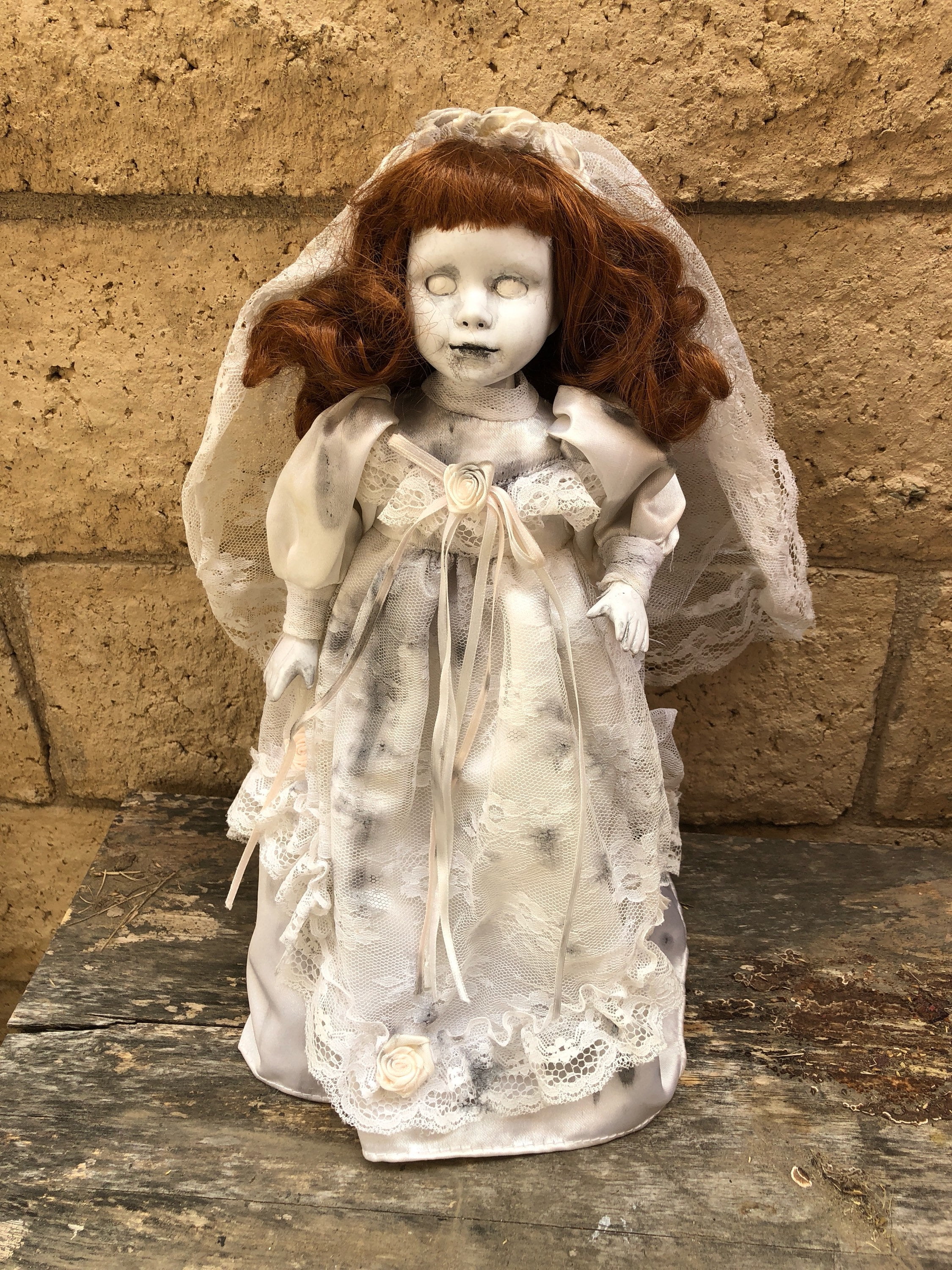 OOAK Smaller No Eyes Bride Gothic Creepy Horror Doll Art by