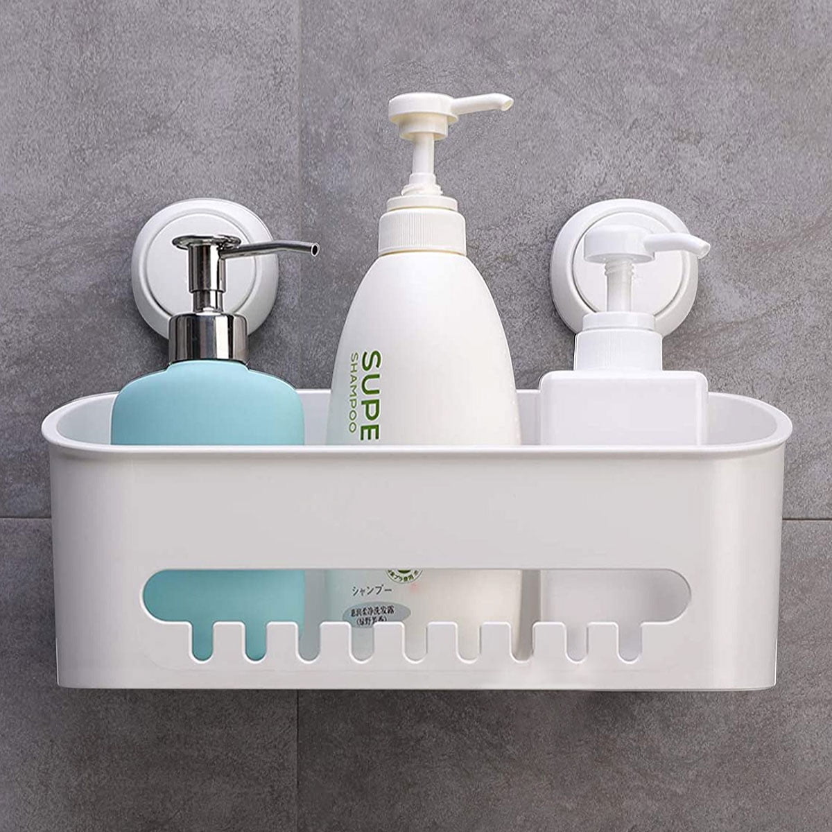 Bathroom Toothbrush Holder Storage Wall Mounted Shelf Shower Basket Caddies 