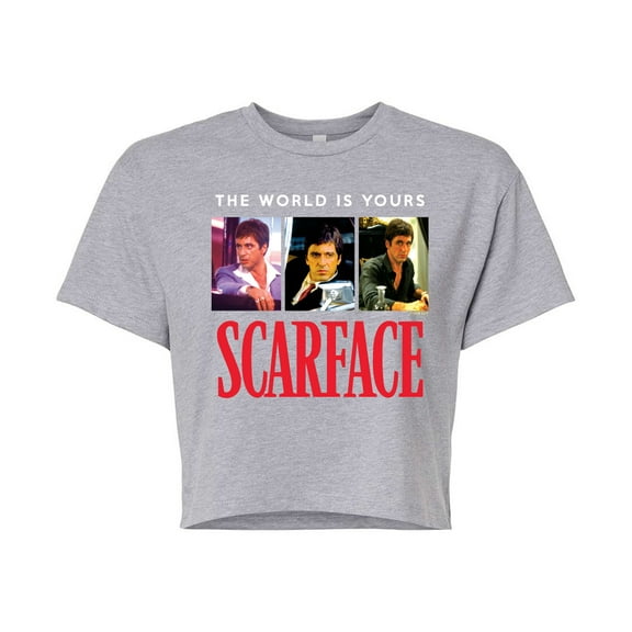 Scarface - The World Is Yours- Juniors Cropped Short Sleeve Graphic T-Shirt