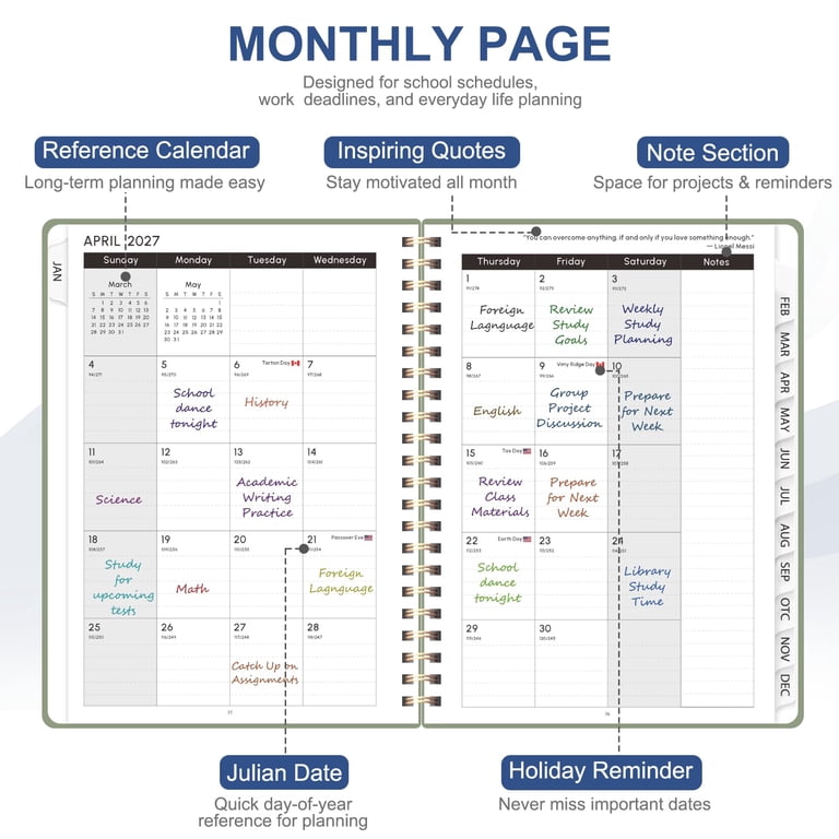SUOSDEY 2027 Weekly Monthly Planner, A5, Purple photo 3