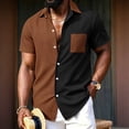 thumbnail image 2 of Men's Vintage Waffle Shirt Short Sleeve Button Down Summer Colorblock Beach Work Shirts, 2 of 6