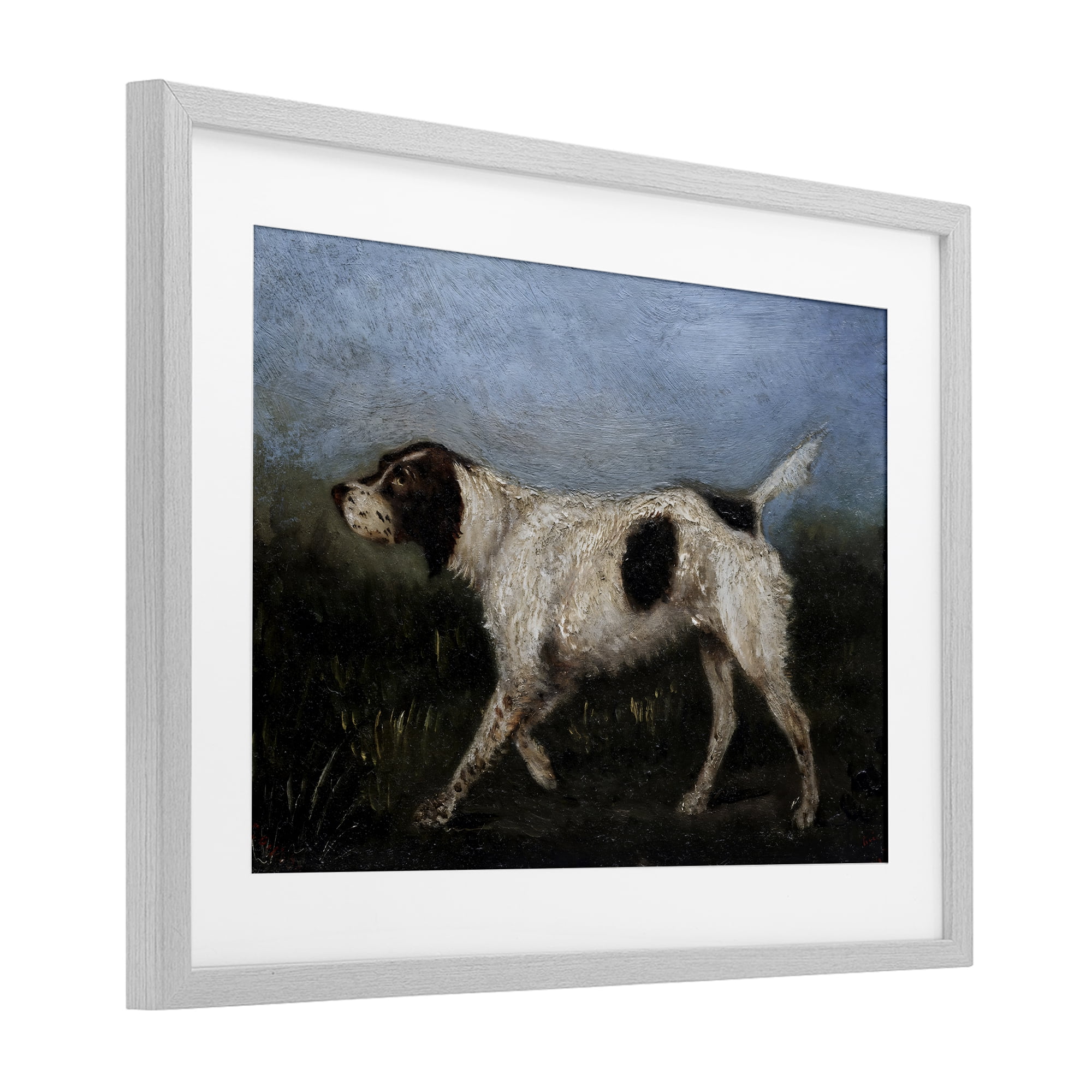 Stupell Industries Alert Hunting Dog in Field Gray Framed Print Under Glass, design by Arlington Prints