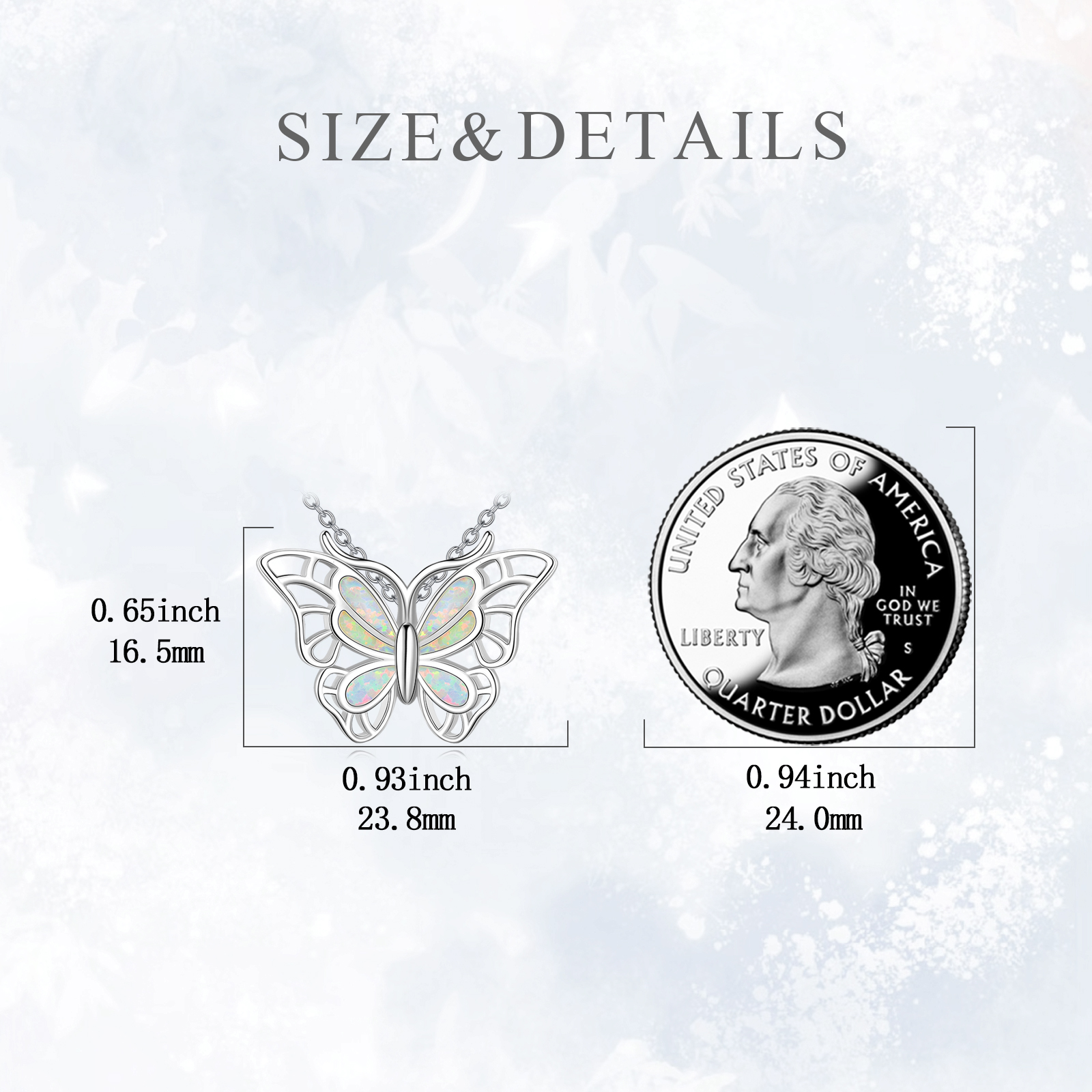 Butterfly Necklace 925 Sterling Silver Opal Neckalce Butterfly Jewelry Birthday Christmas Gift for Women