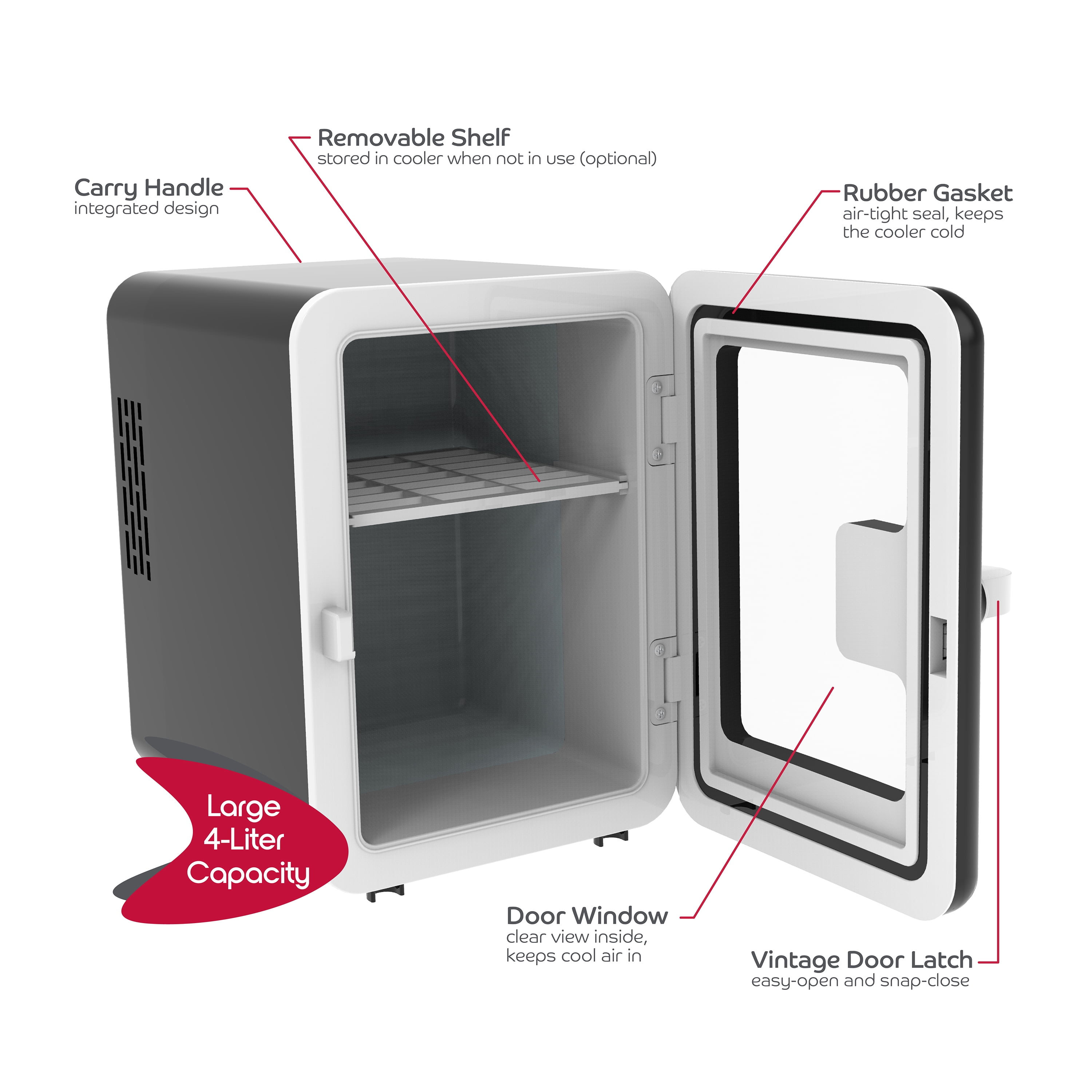 Polar Bear Retro Window Compact Mini Fridge Cooler, 6.5'',4L