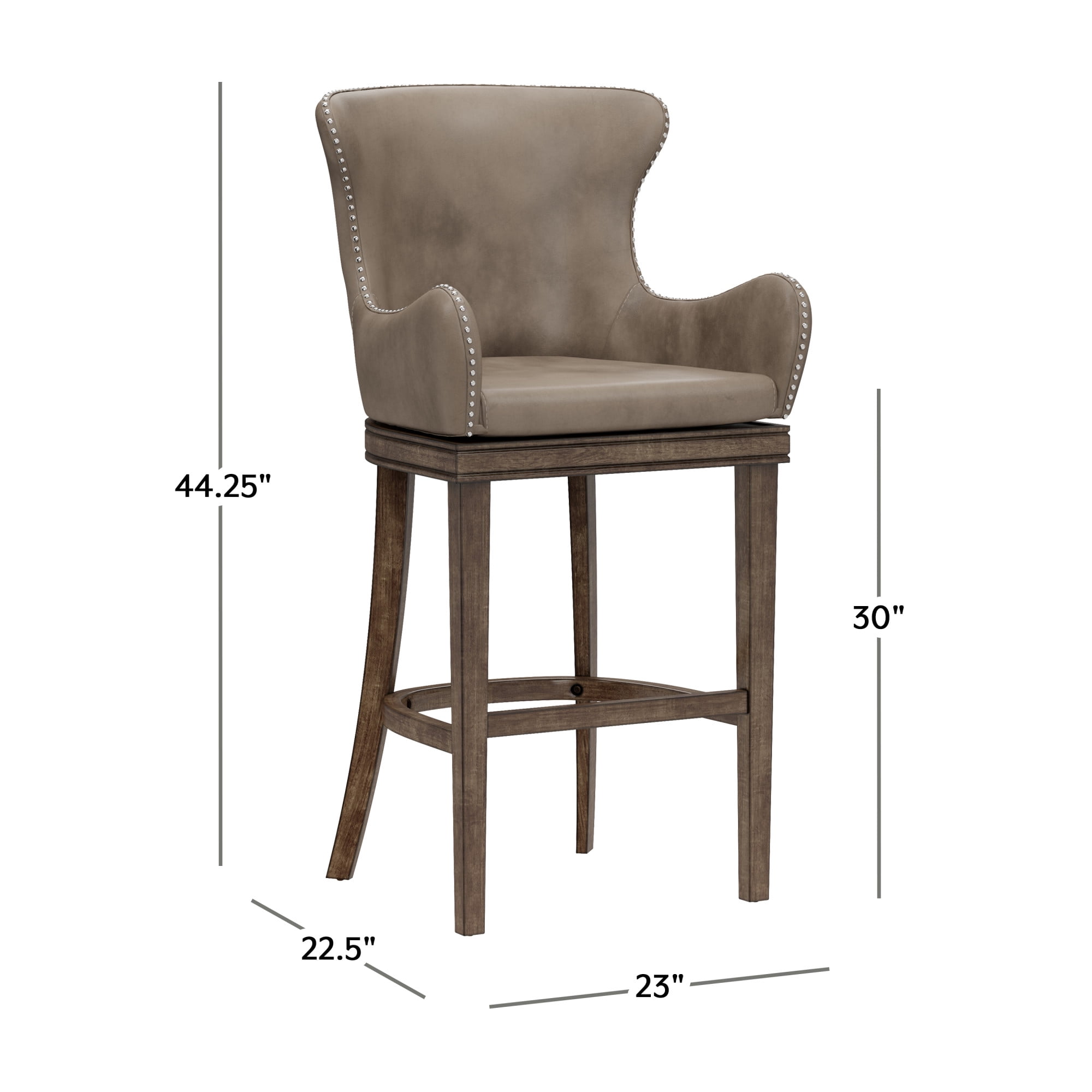 Hillsdale Furniture Caydena Wood Bar Height Return Swivel Stool, Rustic Gray