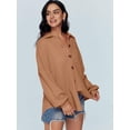 thumbnail image 3 of Womens Shackets Waffle Knit Casual Jackets Button Down Flannel Shirts  Tops Fall Clothes 2023  Outfits, 3 of 11