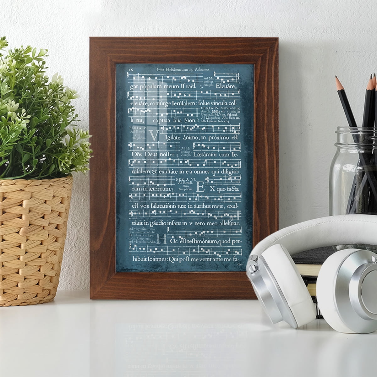 Graphic Songbook I -Framed Print w/glass-Chestnut