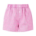 thumbnail image 4 of Mifsaly Girls Plaid Casual Shorts Toddler Kids Comfort Elastic High Waisted Lounge Shorts Soft Breathable Summer Vacation Clothes with Pockets, 4 of 6